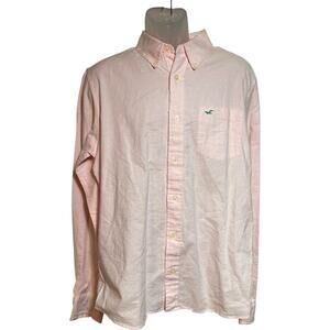 Deadstock NWT early 00s Hollister Button Up Beach Oxford Mens XL Distressed Pink